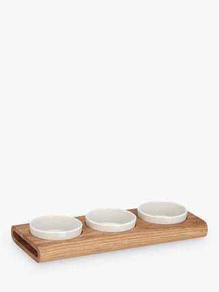 John Lewis & Partners Chip and Dip Bowls with Oak Wood Serving Board