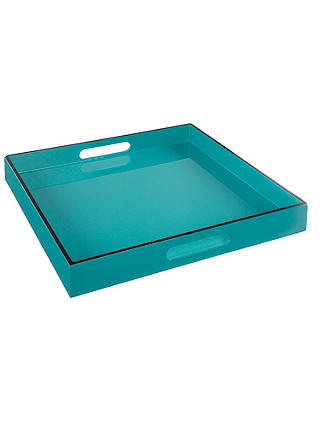 John Lewis & Partners Painted Lacquer Square Tray, Teal