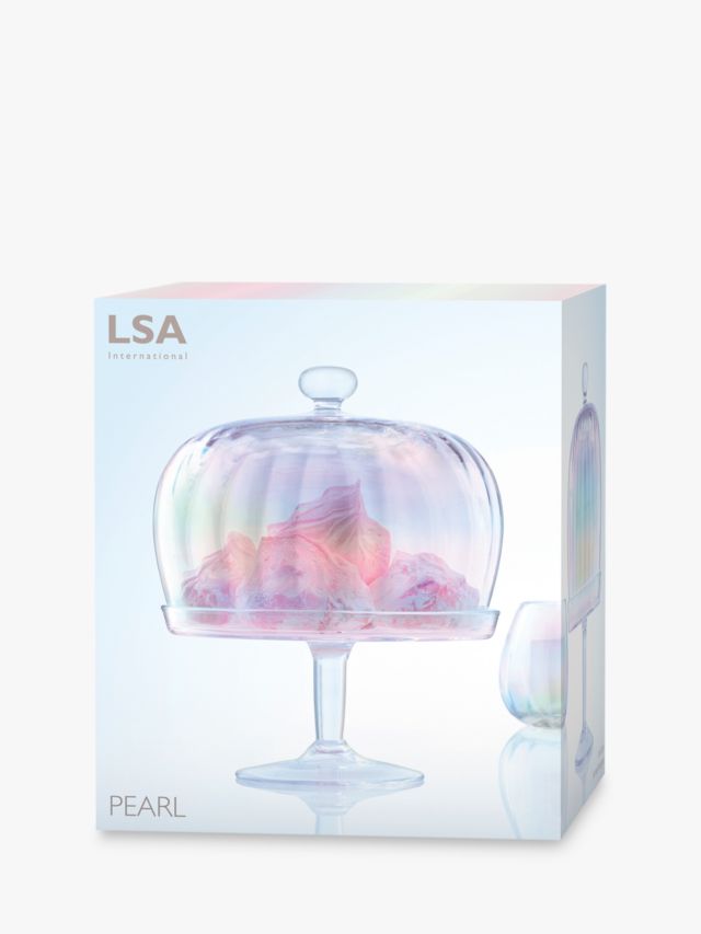 LSA International Pearl Glass Cake Stand and Dome