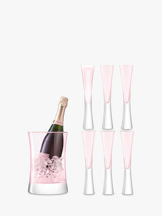 LSA International Moya Flutes & Champagne Bucket, Blush, Set of 6