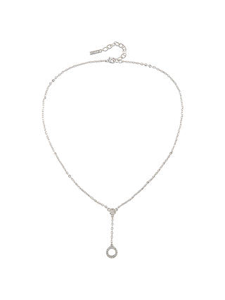Susan Caplan Vintage 1980s D'Orlan Silver Plated Swarovski Crystal Circle Pendant Necklace, Silver