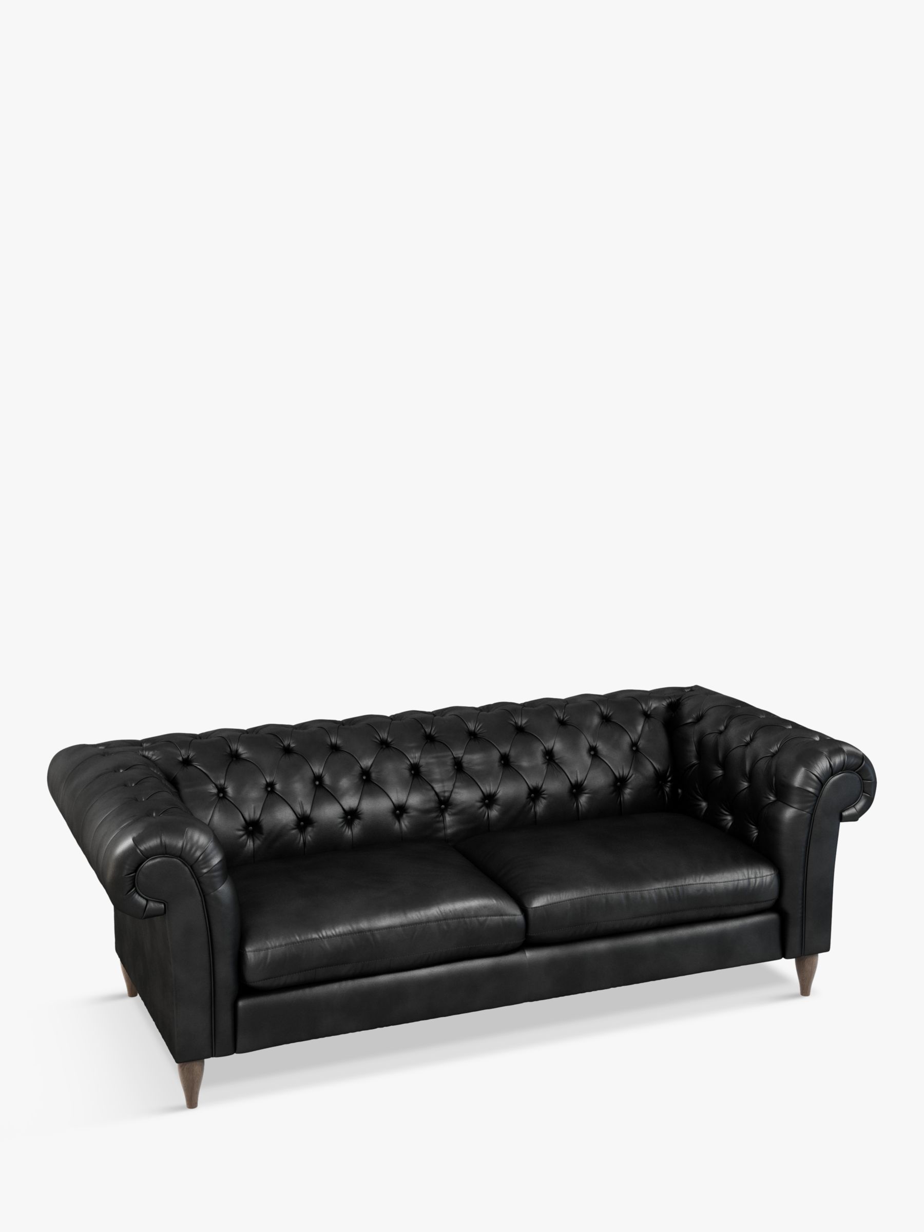 Cromwell Range, John Lewis Cromwell Chesterfield Grand 4 Seater Leather Sofa, Dark Leg, Contempo Black