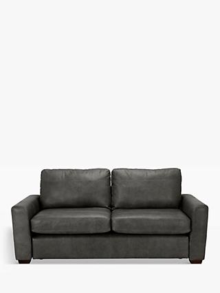 Oliver Range, John Lewis Oliver Large 3 Seater Leather Sofa, Dark Leg, Winchester Anthracite