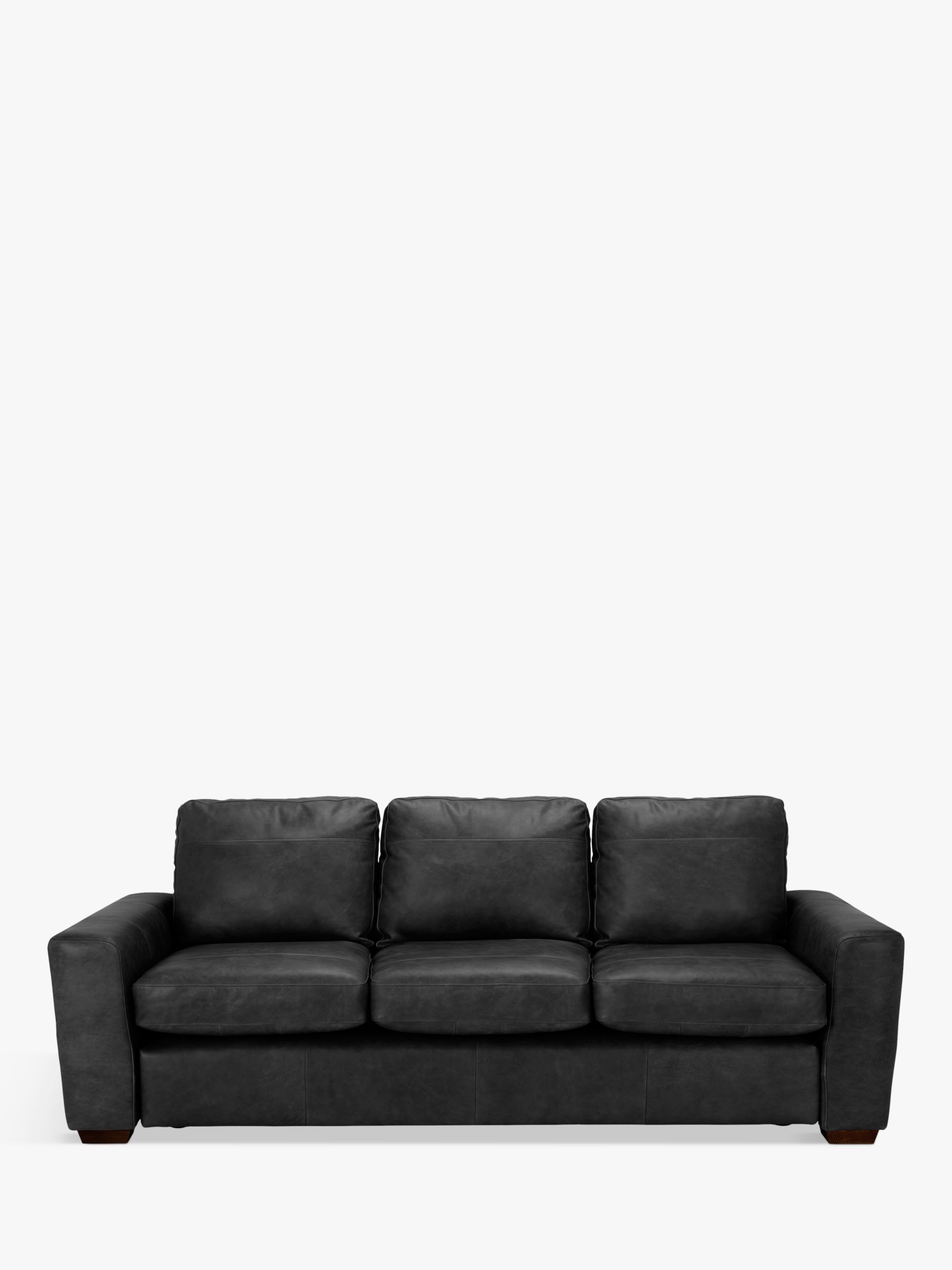 John Lewis Oliver Grand 4 Seater Leather Sofa, Dark Leg