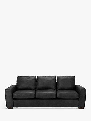 Oliver Range, John Lewis Oliver Grand 4 Seater Leather Sofa, Dark Leg, Contempo Black