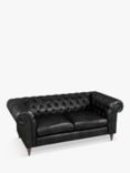 John Lewis Cromwell Chesterfield Large 3 Seater Leather Sofa, Dark Leg, Contempo Black