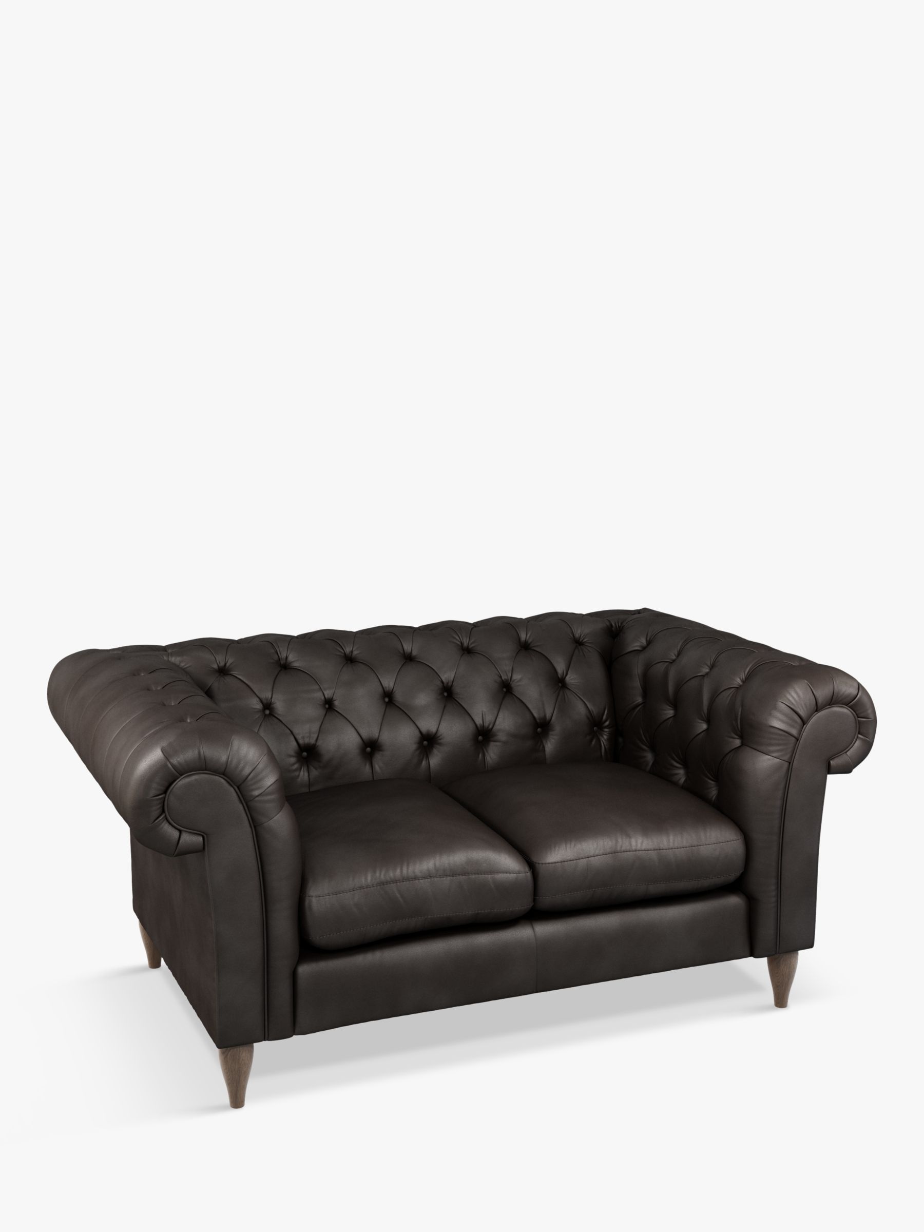 Photo of John lewis cromwell chesterfield small 2 seater leather sofa dark leg