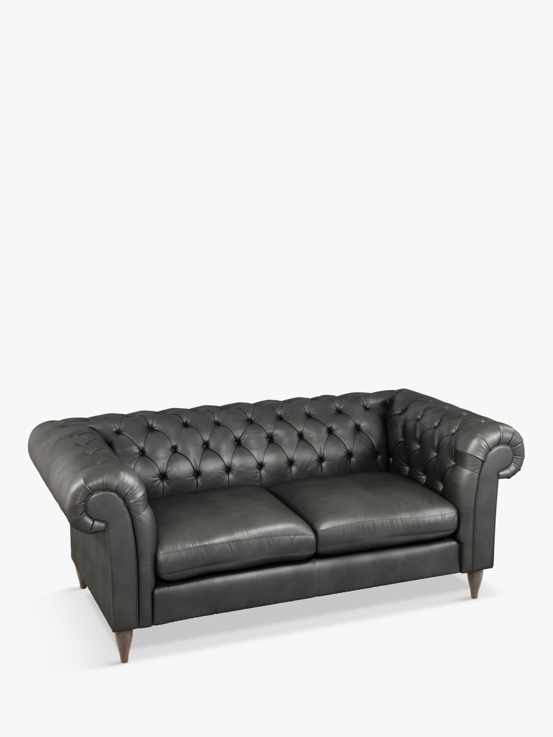 Cromwell Range, John Lewis Cromwell Chesterfield Large 3 Seater Leather Sofa, Dark Leg, Winchester Anthracite