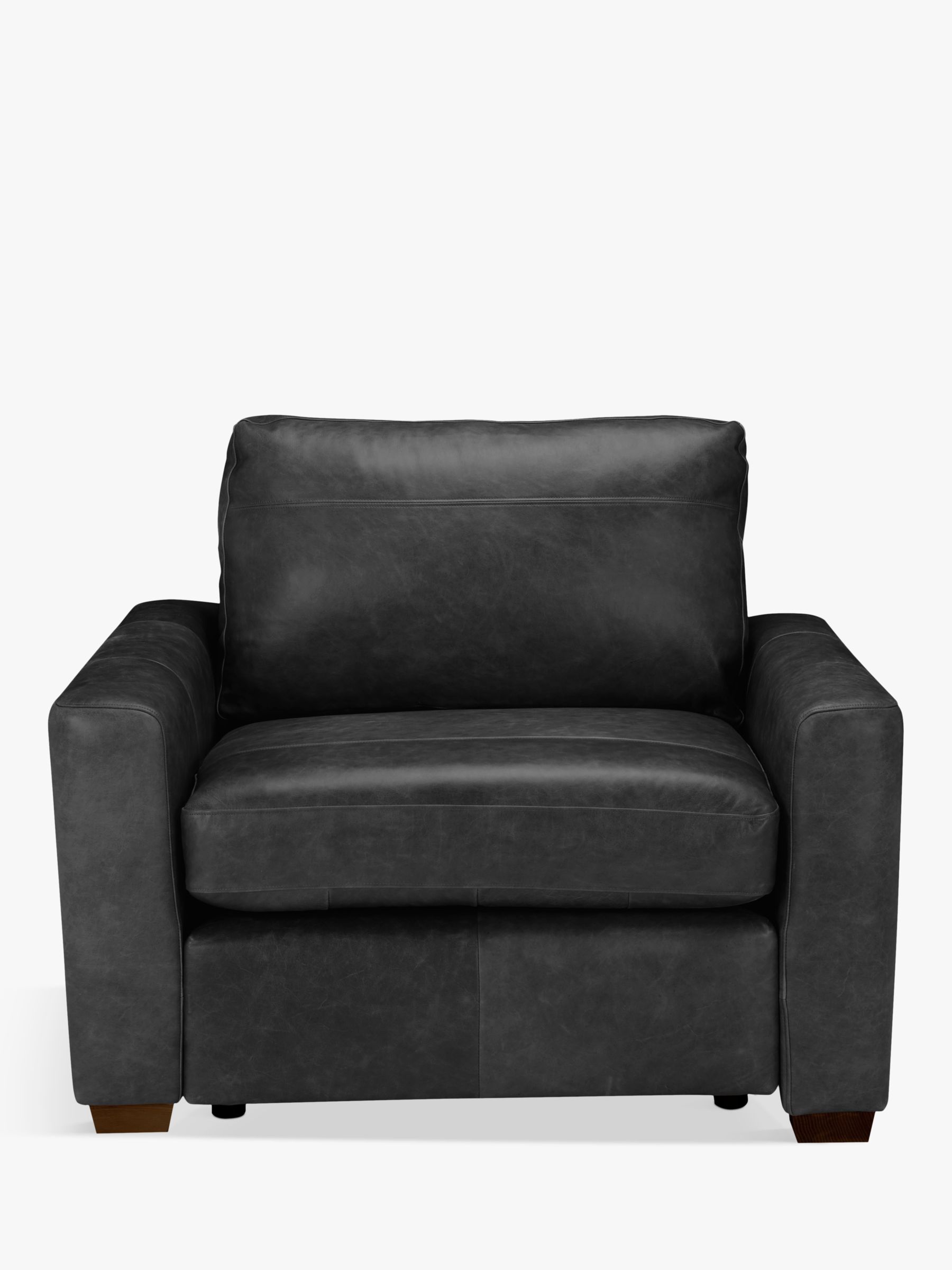 Oliver Range, John Lewis Oliver Leather Armchair, Dark Leg, Contempo Black