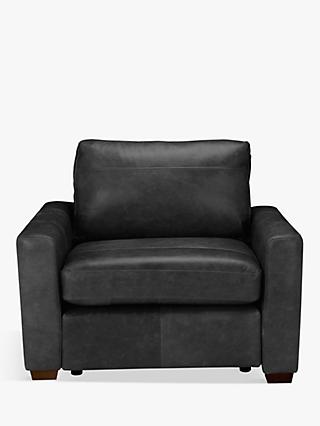 Oliver Range, John Lewis & Partners Oliver Leather Armchair, Dark Leg, Contempo Black