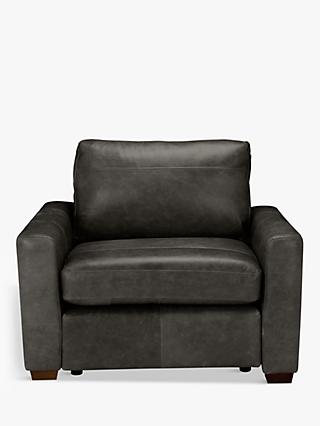 John Lewis Oliver Leather Armchair, Dark Leg
