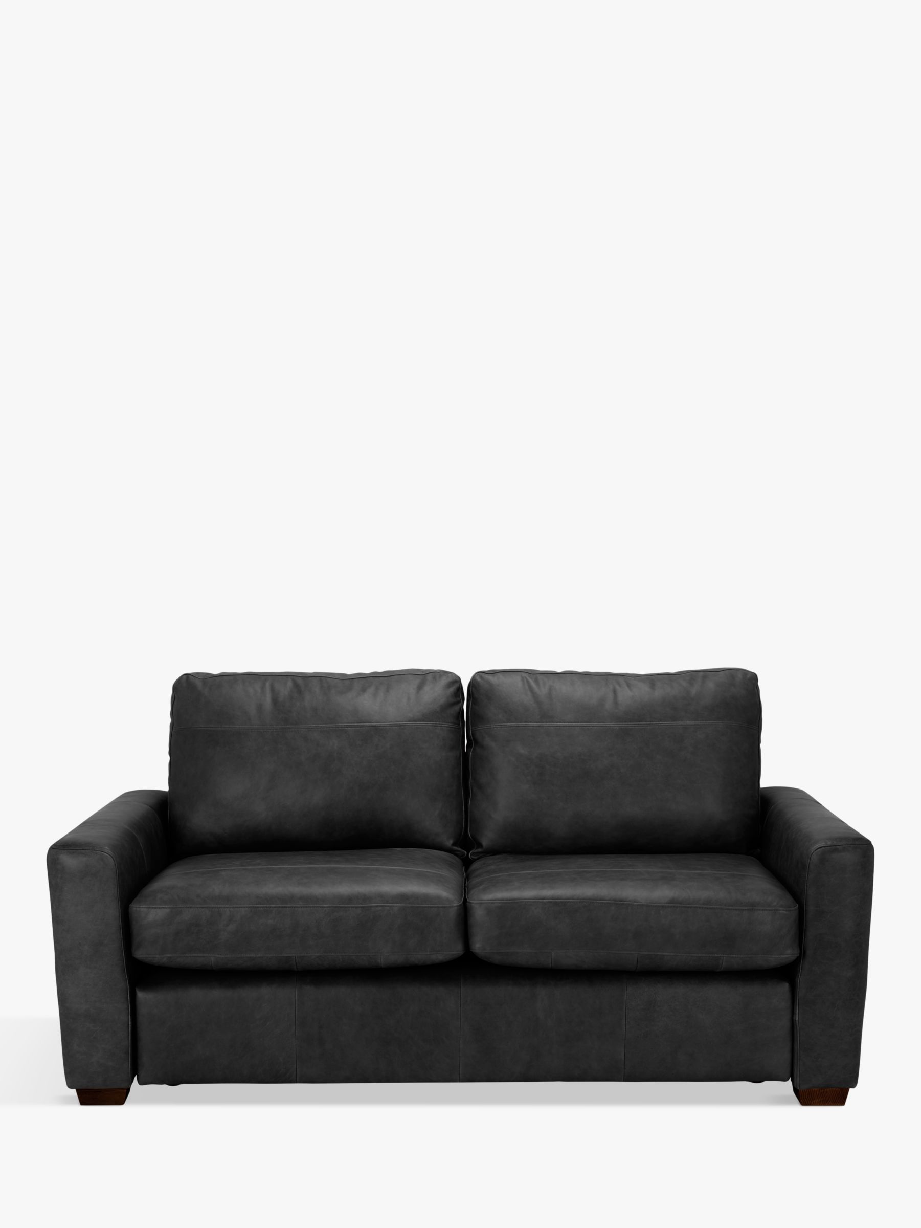 Oliver Range, John Lewis Oliver Medium 2 Seater Leather Sofa, Dark Leg, Contempo Black