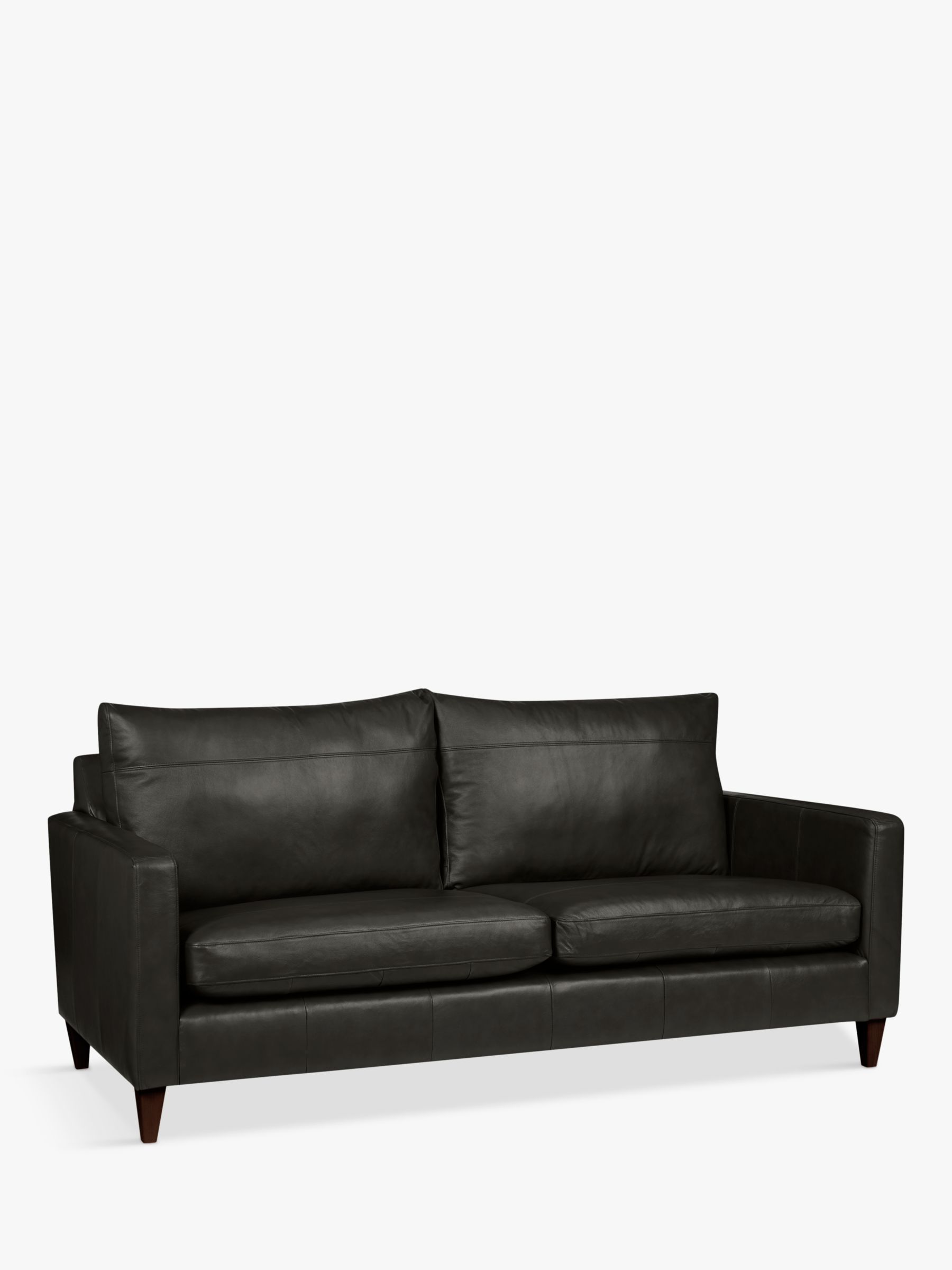 John Lewis Bailey Large 3 Seater Leather Sofa, Dark Leg