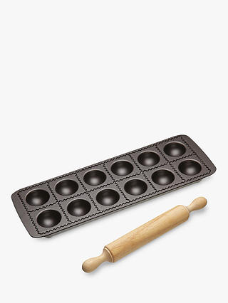 Kitchen Craft World of Flavours Italian Non-Stick Ravioli Tray and Rolling Pin