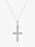 E.W Adams 9ct White Gold Diamond Cross Pendant Necklace