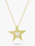 E.W Adams 9ct Gold Star Diamond Set Pendant Necklace, Yellow Gold