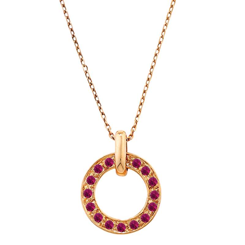 Buy London Road 9ct Rose Gold Meridian Ruby Circle Pendant Necklace Online at johnlewis.com