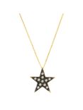 London Road 9ct Gold Portobello Starry Night Diamond Pave Star Pendant Necklace, Gold/Black