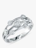 E.W Adams 18ct White Gold 3 Row Diamond Ring, N