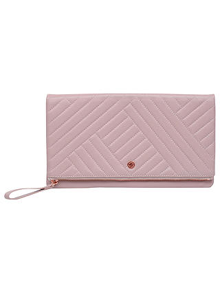 Radley Larks Wood Quilted Leather Large Clutch Bag, Pale Pink