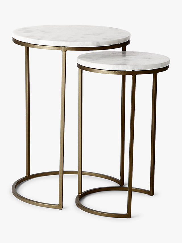 West Elm Round Marble Nesting Side, Side Tables Round White