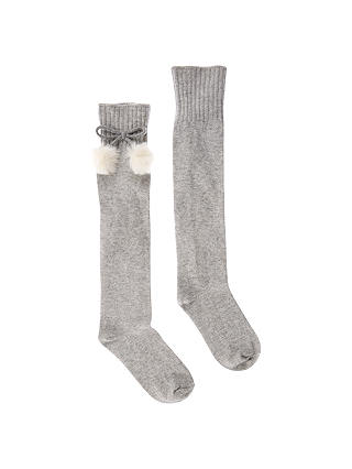 Hygge by Mint Velvet Knee High Socks, Light Grey