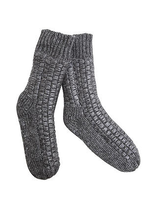 Hygge by Mint Velvet Cable Knit Slipper Socks, Charcoal
