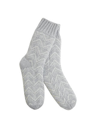 Hygge by Mint Velvet Fair Isle Slipper Sock, One Size, Light Grey
