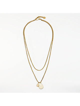AND/OR Double Teardrop Layered Curb Chain Necklace, Gold