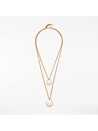 AND/OR Double Layered Circle Pendant Necklace, Gold/Off White