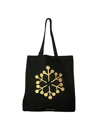 John Lewis & Partners Christmas Snowflake Tote Bag, Black/Gold