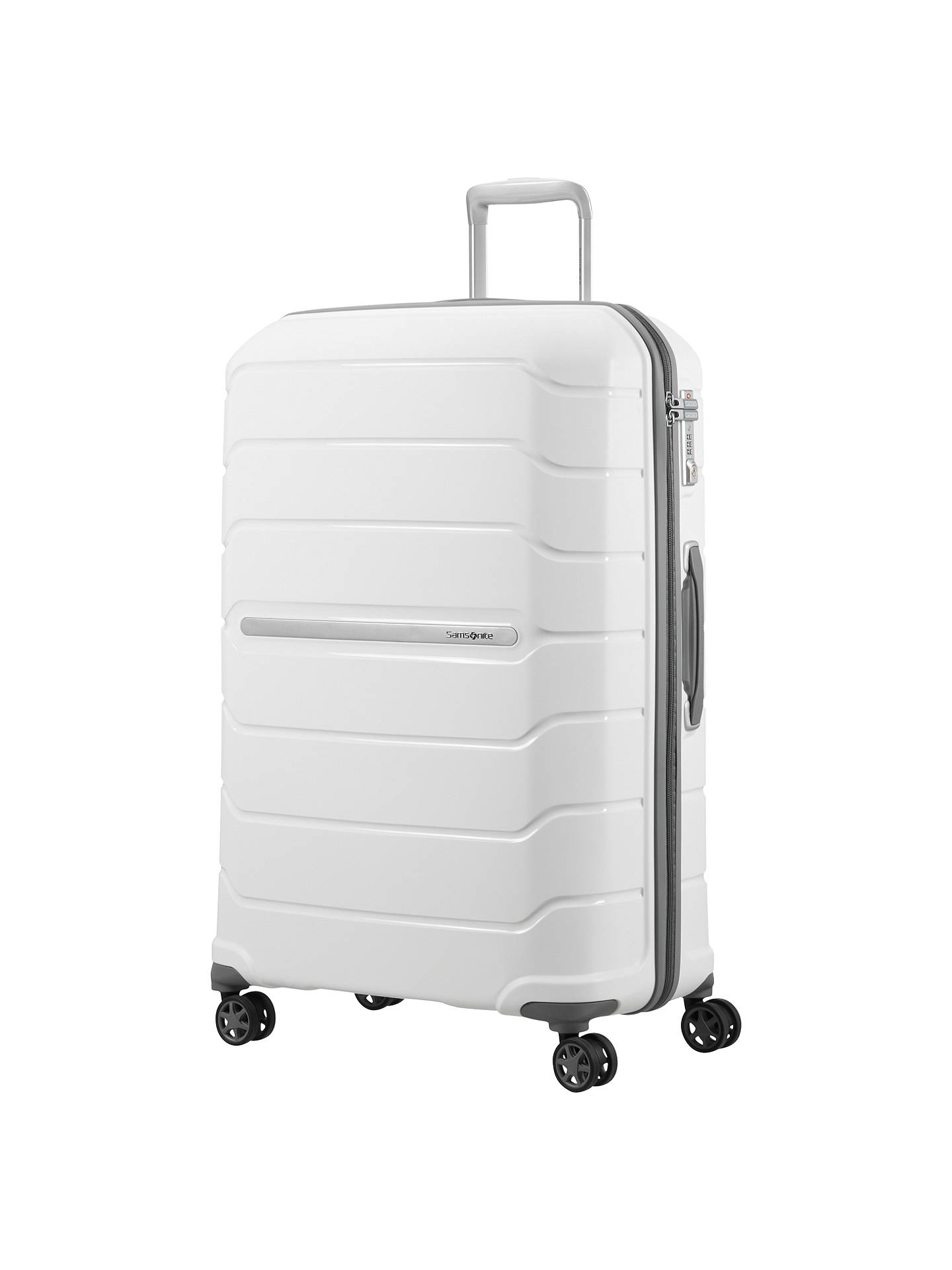 Samsonite Flux Spinner 4-Wheel 75cm Large Suitcase, White at John Lewis ...