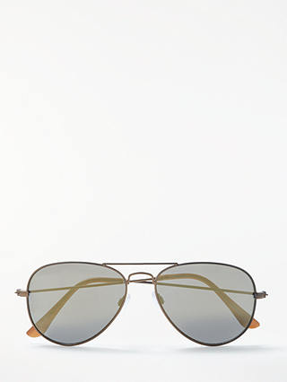 John Lewis & Partners Classic Aviator Sunglasses, Metallic Brown