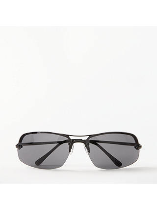 John Lewis & Partners Semi Rimless Sports Wrap Sunglasses, Black