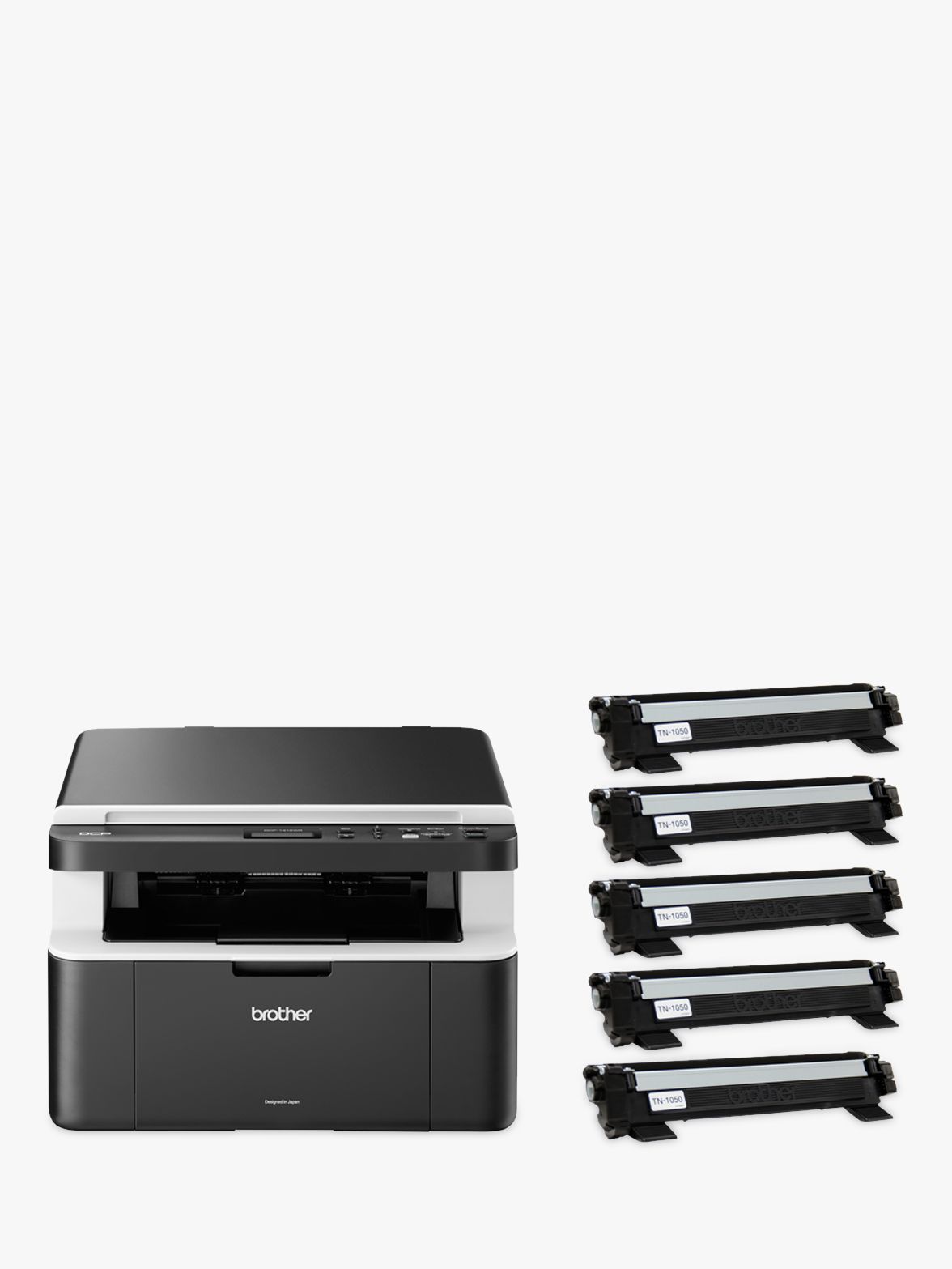 Brother DCP-1612W Wireless All-In-One Mono Laser Printer with 5 Toners, Black