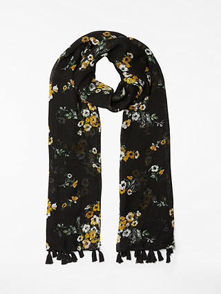 AND/OR Nevada Floral Tassel Scarf, Black Mix