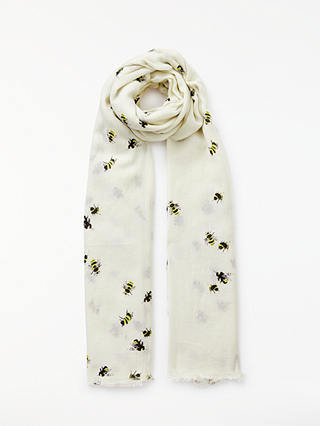 John Lewis & Partners Busy Bee Cotton Twill Scarf, Cream Mix