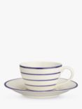 John Lewis & Partners Harbour Striped Cup and Saucer, White/Blue, 225ml