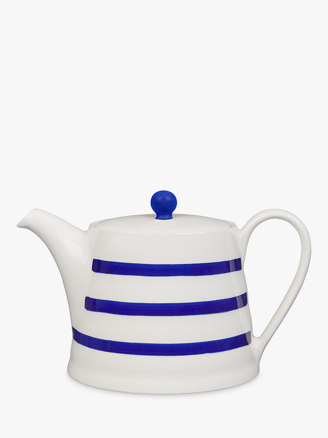 John Lewis Harbour Striped 4 Cup Teapot, White/Blue, 1.1L