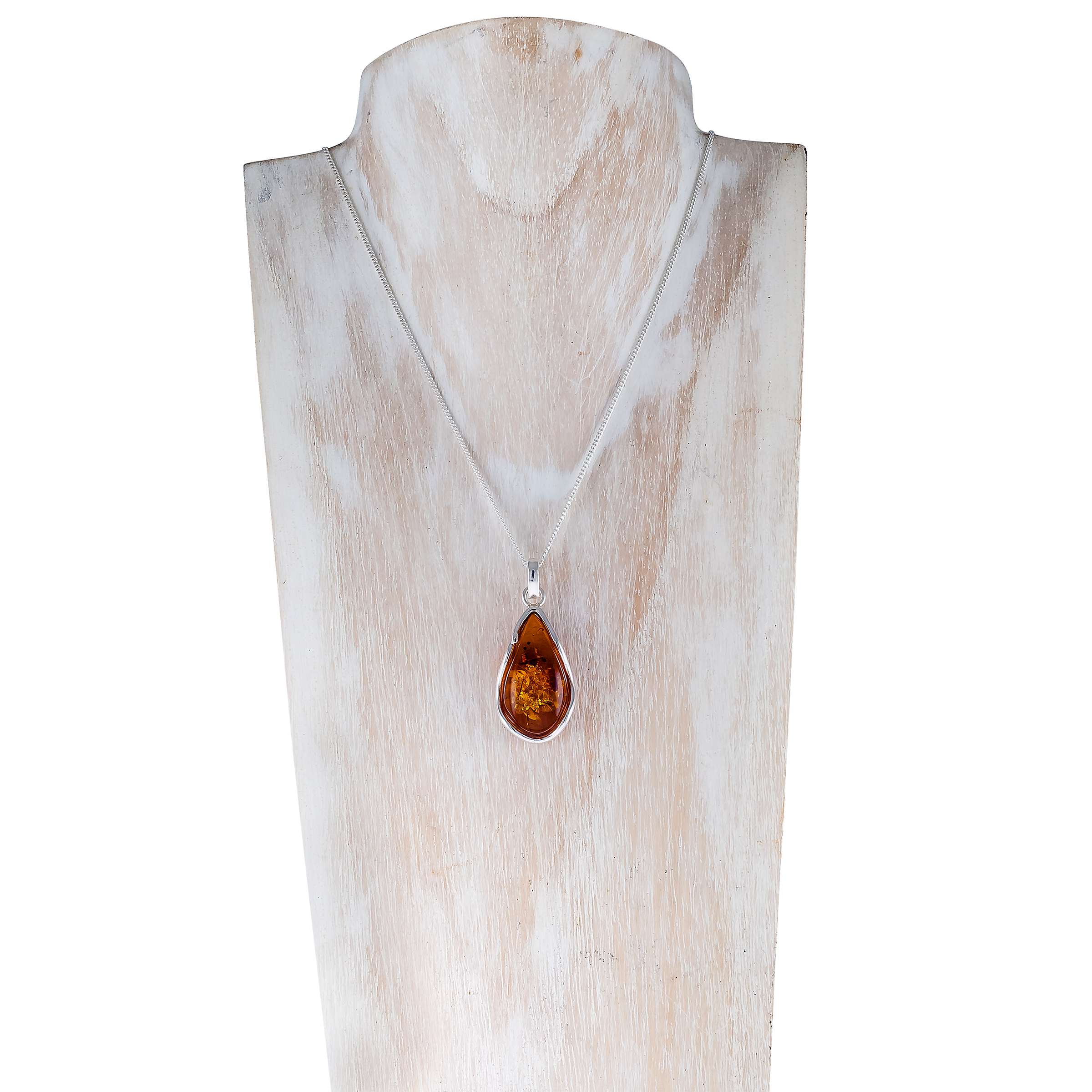 Buy Be-Jewelled Pear Amber Pendant Necklace, Cognac Online at johnlewis.com