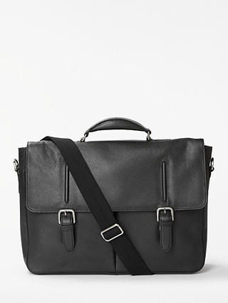John Lewis & Partners Salzburg Leather Briefcase, Black
