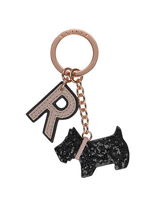 Radley Glitter Dog Leather Keyring, Black