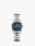 Longines L22574976 Women's Master Collection Automatic Date Diamond Bracelet Strap Watch, Silver/Blue