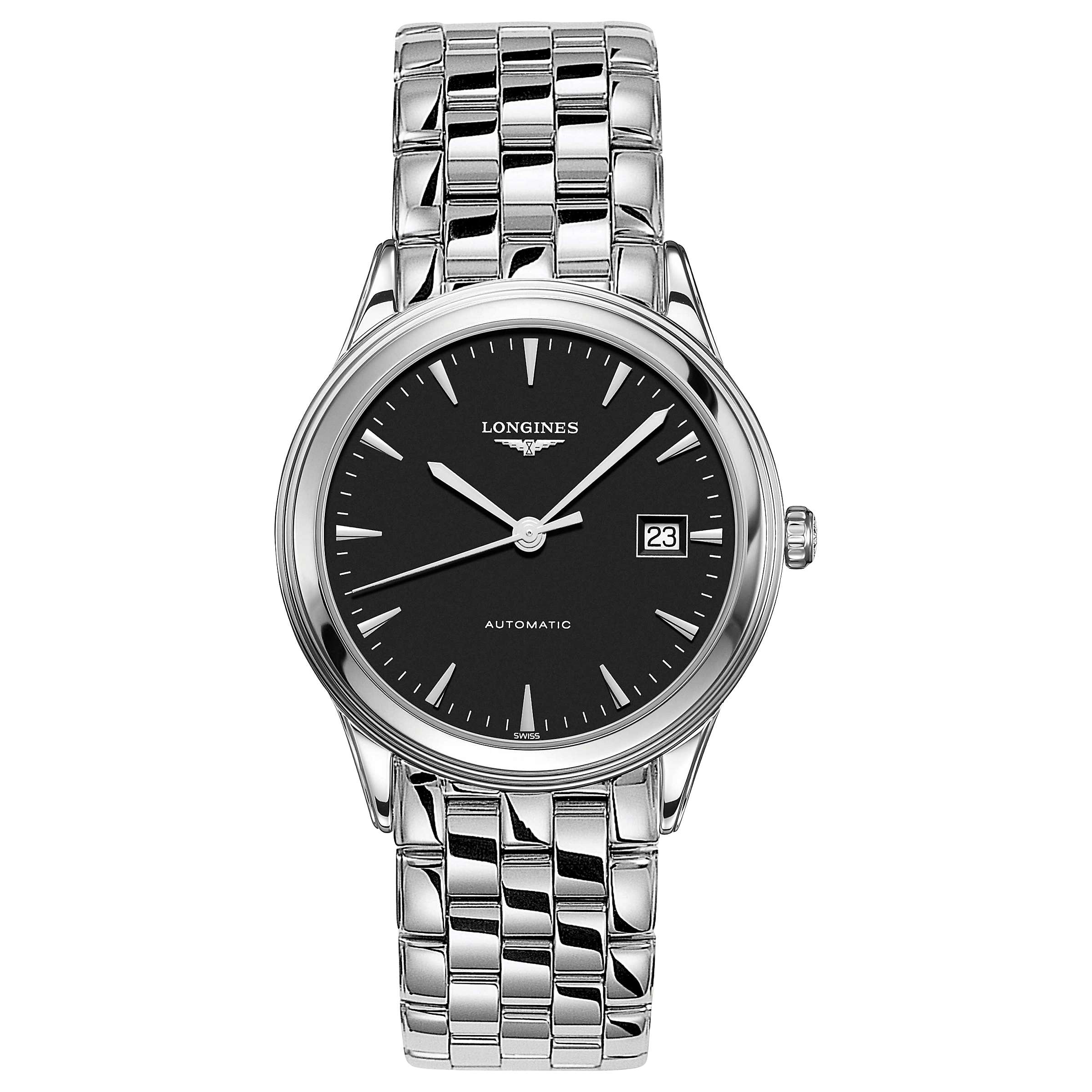 Buy Longines L48744526 Men's Flagship Automatic Date Bracelet Strap Watch, Silver/Black Online at johnlewis.com