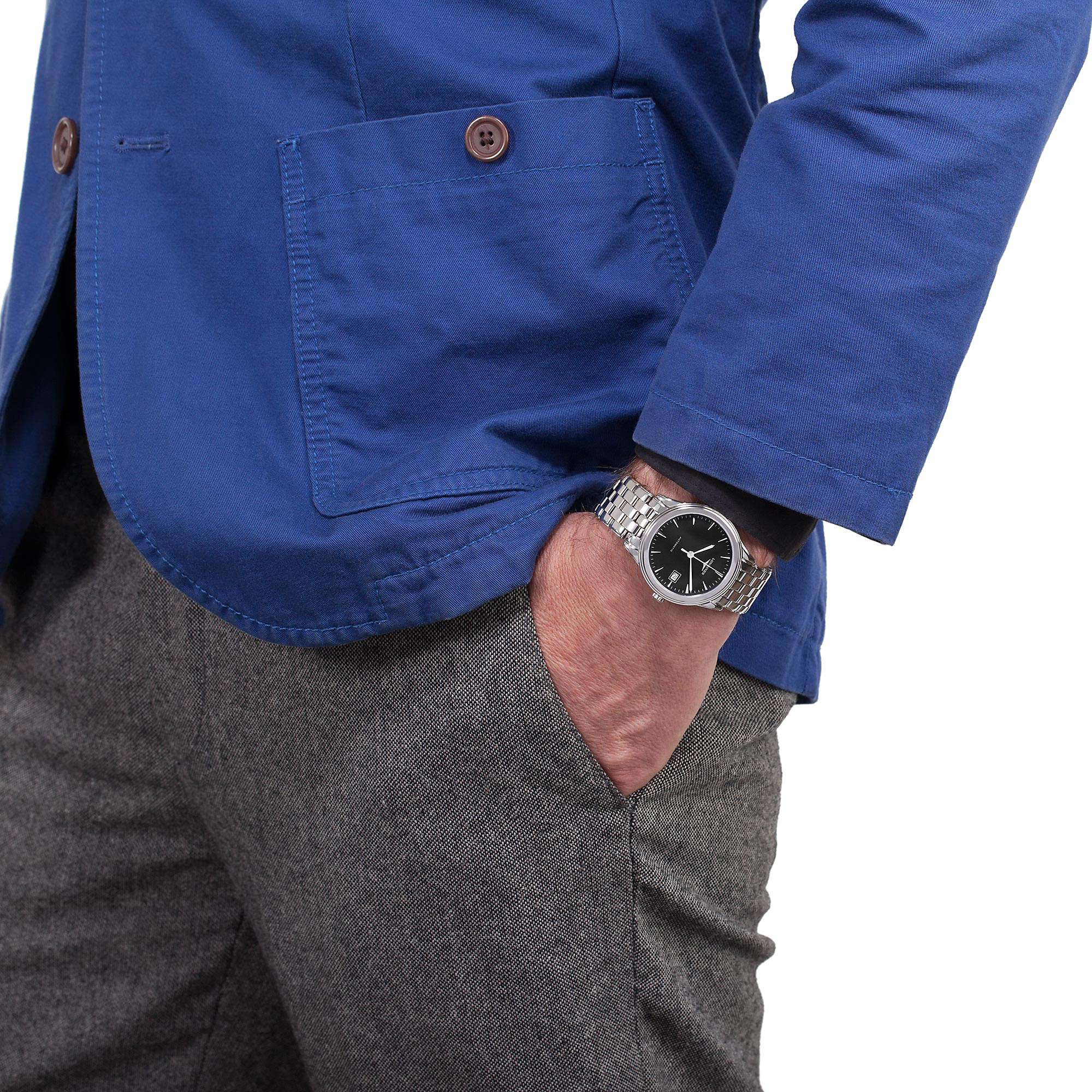 Buy Longines L48744526 Men's Flagship Automatic Date Bracelet Strap Watch, Silver/Black Online at johnlewis.com