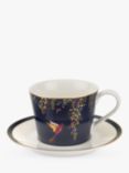 Sara Miller Chelsea Collection Hummingbirds Cup and Saucer, 200ml, Navy
