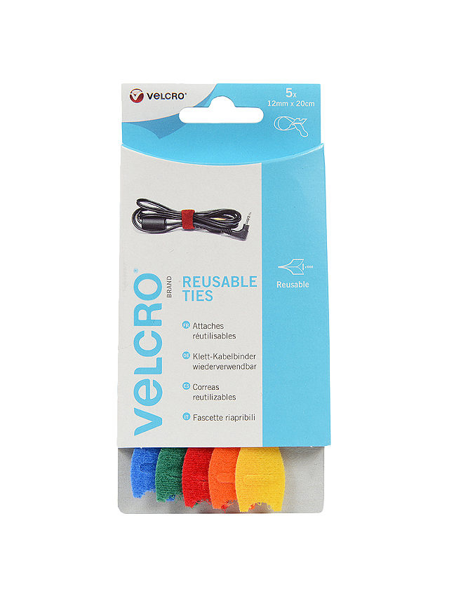 VELCRO® Brand ONEWRAP® Reusable Ties, 12mm x 20cm, Pack of 5
