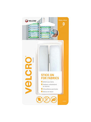 VELCRO® Brand Stick On For Fabrics Tape, 19mm x 60cm, White