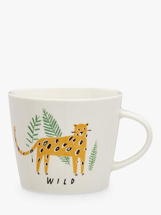 John Lewis & Partners Leopard 'Wild' Mug, White/Multi, 300ml