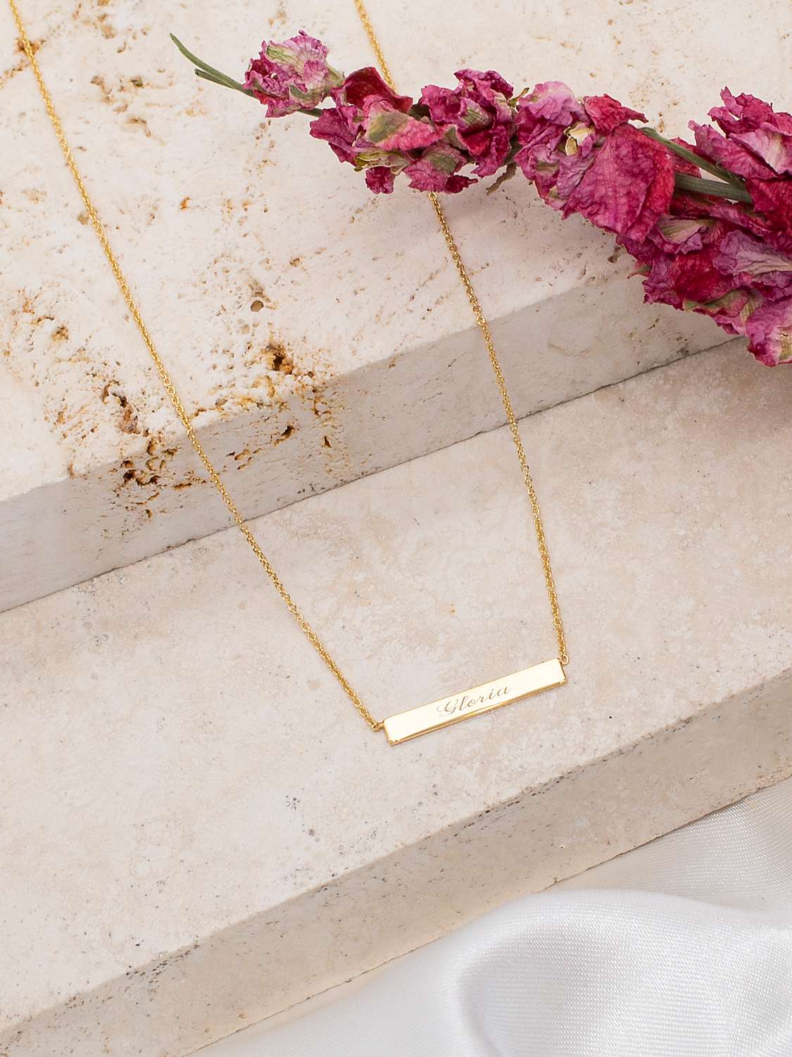 Buy IBB Personalised 9ct Gold Horizontal Bar Initial Pendant Necklace Online at johnlewis.com